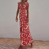 Urban Sexy Dresses Women Fashion Floral Print Long Maxi Dress Spring Sexy Deep V-neck High Waist Party Dress Summer Butterfly Sle Bohemain Dress d240427