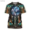 T-shirts masculins t-shirts Indian Tribe Chief Wolf Totem Graphique 3D Imprimé Summer Street Culture Fashion Vintage Round Cou Round T-shirt à manches courtes Topxw