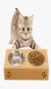 Pet Dog Bowl Bamboo -нержавеющая сталь с двойной едой вода плюшевая собака кормушка для кошачья чаша для питомца миски для кормления двойной кормление 7655961