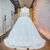 Hire Lnyer Short Sleeve Lace Up Back Shiny All Over Beads Pearls Sequins Sparkly Ball Gown Wedding Dresses Real Office Photos Video