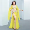 Stage Wear Belly Dance Suit Diamond-Studded Sling Bra Split Big Swing Skirt Performance Clothes Set Oriental Dancing Competition Clothing