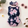 Rompers Summer Nouveau-né 0-18m combinaison de bébé avec bandeau et combinaison sans manches pour les enfants One Piece Soft et Fashionablel24f