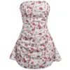 Tube Top Floral Print Slim Fit Big Backless Dress Casual Holiday Style Sexig flicka Kort kjol för kvinnor