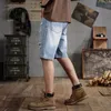 Zomer plus size heren gescheurde shorts lichtblauwe denim korte broek maat 28-48 voor 50-142 kg man