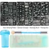 Art 9pcs/Set Nail Art Stamping Plates Silicone Stamper Scaper Stamping Printing Brush Polish Nail Templates For DIY Manicure Tools