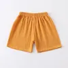 Shorts Fashion Solid Color Kids Case Girls Pants Cotton Linen Elastic Children Boys Boys Summer 0-5 Years