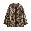 Damenjacken Frauen Langarm Langarm Leopard Print Fleece Mantel Fashion Lose Kunstfell Winter lässig Fuzzy Cardigans