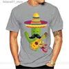 Męskie koszulki zabawne mężczyzn T Shirt Kobiet nowość koszulka Mariachi Cactus koszula meksykańska gitara sombrero wąsy prezent fajny t-shirt Q240426