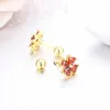 Stud 7colors Cute Heart CZ Stones Clover Flower Screw Back Stud Earrings For Women Baby Kids Girls Gold Color Piercing Jewelry Aros d240426