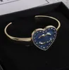 Bracelets de bracele de bracelets de bracelets de coeur bleu classique en émail