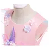 Kids Unicorn Dress for Girls Flower Appliques Abito da ballo Elegante festa di festa Bentra principessa vestiti per bambini Abbigliamento 240417