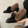 Dress Shoes Women Fur Mid Heels Bow Retro Warm Boots 2024 Winter Brand Plush Cotton Marie Janes Pumps Chunky Mujer Zapatos