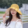 Wide Brim Hats Bucket Sun Protection Summer Fisherman Hat Breathable Bow Elegant Cool Panel Outdoor Big Q240427