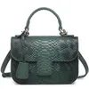 Evening Bags Women Green Python Leather Shoulder Bag PU Snake Tote Hand Clutch Purse Ostrich Party