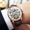Wristwatches الأصلية العلامة التجارية الفاخرة JSDUN MENS أوتوماتيكية ميكانيكية مقاومة للماء من الفولاذ المقاوم للصدأ مع هدية معصم الهيكل العظمي Q240426