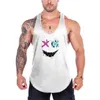 Men's Tank Tops Fashionable and humorous XX smiling face fitness vest mens bodybuilding sleeveless vest mesh quick drying racing back T-shirtL2404