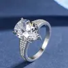 Atacado Chucong Brand Wedding Rings Jóias de luxo Real 100% 925 Sterling Silver Water Grow Groot White Moissanite Diamante