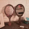 Aynalar Vintage oymalı el tipi makyaj ayna makyaj aynası spa salon makyaj vanity el aynası sapı kozmetik kompakt ayna kadınlar için