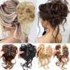 Chignon syntetiska kvinnors hårbullar lockiga chignon ombre hår messy bullar updo scrunchies elastic band hårstycke för kvinnor