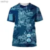 T-shirts voor heren Elektronisch chip 3D-geprint t-shirt met cool printplaat patroon Herenhiphop Street Fashion Casual Crewneck korte mouwen topxw