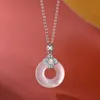 Ping An Buckle Silver Necklace Womens Hot selling Jewelry Hotan Jade Pendant Colorless Advanced Fine Collar Chain