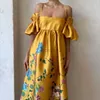 Grundläggande casual klänningar Designerklänning Satin Fashion Print One Shoulder Fold Omfectile Party Dress