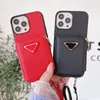 Zipper Card Slot Bag Holder Wallet Phone Case for iPhone 15 Pro Max 14 Pro Max 13 Pro 12 14 Plus 15 Plus 11 iPhone Case Designer Triangle P Crossbodyハンドバッグケースストラップ