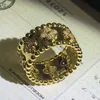 Designer Brand 925 Anello caleidoscopio in argento sterling 18k in oro rosa placcata a bordo piatto di nicchia di nicchia rossa marea