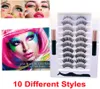 Upgrade Magnetic Eyelashes with Eyeliner 10 Pairs 3D 5D Soft Eye Lashes 2 Tubes Liquid Eyeliner Makeup Glue Natural Look Reus8259852