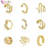 Earrings 1PC 24K Gold Plated Silver Minimalist Metal Clip on Earrings for Women Simple Ear Cuff Without Piercing 2023 Jewelry Wholesale