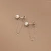Stud -oorbellen Lavifam 925 Sterling Silver Synthetische Pearl Back Hanging for Women Simple Luxury Ear Sieraden