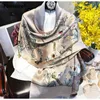 Shawls Fimtairah 6A 14MM Double layered 100% Silk Scarf Women Printed Silk Wrap Long Spring Summer Ladies Printed Silk Scarf Shawl d240426