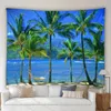 Gobeliny Ocean Beach Tobestry Nowoczesne sceneria natury Tropikalne palmy Summer Seaside Garden Wall Wiszący Dorm Dekor Home Decor