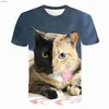 Men's T-Shirts Fashionable 3D Fun Animal Cute Cat T-shirt for Mens Casual O-neck Printed Short sleeved Top Y2k Unisex Street Clothing Big T-shirtXW