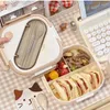 Bento Boxes Company Lunch Box Plastic Portable Student Office Microwave Food Container with Phopticks and Spoons Q240427