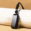 Pendant Necklaces Wholesale Wushi Safety Black Obsidian Stone Necklace For Women Men Rope Chain Student Gift Fashion Jewelry