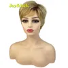 Parrucche sintetiche Joy Luck Luck Wig Brown Blend Golden Curly Syntetic Adacet for Women With Bangs Hiar Q240427