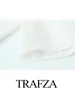 Blouses des femmes Trafza 2024 Spring Women Fashion V cou de coude solide Shirts Shirts Top Wild Wild confort