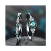 Bant Rings 100 Gerçek S925 Sterling Sier Emerald Elmas Yüzük Kadın Taş Topaz Turkuaz Anillos de Mücevher Bizi Bırakma Teslimat DHG1M