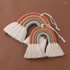 Decoratieve beeldjes regenboogwandhangende ornament handgemaakte weven macrame woning decoratie voor kinderkamer kinderkamer