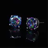 Stud Red Green Crystal Round Stone Stud Earrings For Women Men Wedding Jewelry Mystic Rainbow Fire Blue Green Zircon Double Earrings d240426