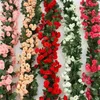 Kwiaty dekoracyjne 2,5 m 1,8 m róża sztuczna winorośl kwiatowy na ślub girlandy biały różowy dekoracja sali domowej jedwabna han