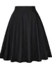 Signe vintage una linea Black Flare Swing Fashion Solido colore Rockabilly Estesta femminile 2024 Cotton anni '50 Skater