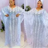 Ethnic Clothing Elegant African Dresses For Women Traditional Dashiki Lace Boubou Wedding Evening Gown White Muslim Kaftan Dress Africa