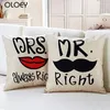 Kudde Mr. och Mrs Cover Square Linen Bedroom Home Decoration Storlek 45CMX45CM ..