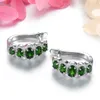 Stud Natural Chrome Diopside Solid Silver Clip Earring 3.5 Carat Faced Gemstone Classic Simple Design S925 Women Födelsedagspresenter D240426