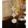 Designer Jewelery Three Flower Pendant Necklace with Diamond Crystal For Women Classic Luxury Brand Gold Gift with box