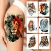 Tattoo Transfer Aquarell Lion Lion Tiger temporäres Tattoo für Frauen Männer Atult Kid Realistic Fake Tier Tattoo Aufkleber Wassertransfer Tatoos Oberschenkel 240426