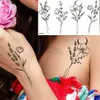 Tattoo Transfer Black Poppy Flower Temporary Tattoos For Women Kids Realistic Lavender Plum Waterproof Fake Tattoo Sticker Tattoo Arm Body 240427