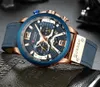 Relógios de pulso Curren Mens Casual Sports Sapatos Blue Top Luxo Militar de couro Militar Watch Mens Assista Moda Timing Watch Q240426